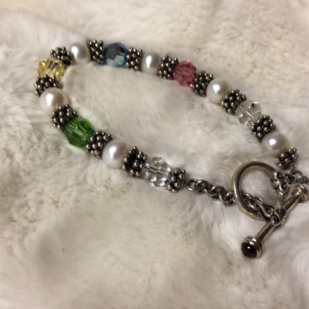 Artisan Crystal  Bali bead bracelet pastel colors